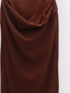 OUDE WAAG 25 autumn and winter Tilda tailored draped skirt OW-OW-25AW-SK07T1BR450-HZ red brown